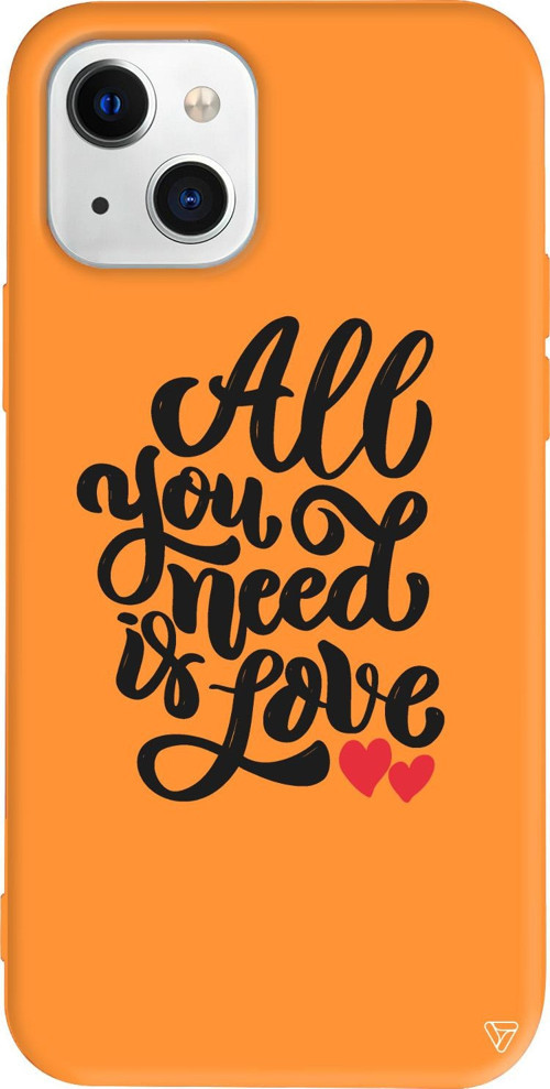 iPhone 15 Plus Uyumlu Turuncu Renkli Silikon You Need Love Telefon Kılıfı