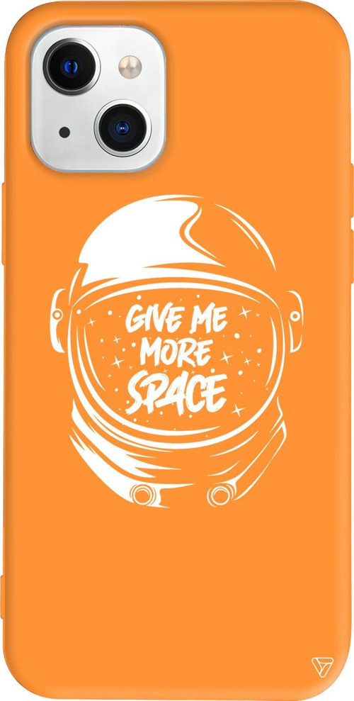 iPhone 15 Plus Uyumlu Turuncu Renkli Silikon Give Me More Space Telefon Kılıfı