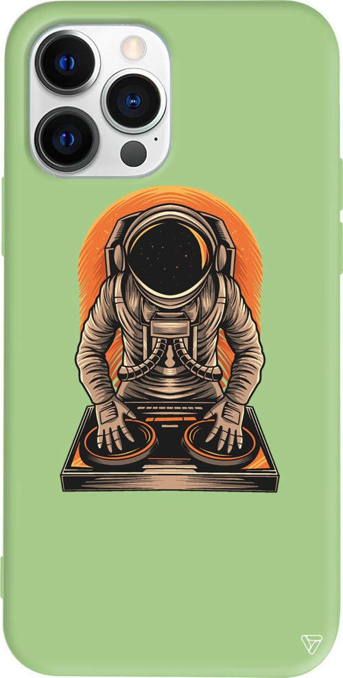 iPhone 15 Pro Max Uyumlu Açık Yeşil Renkli Silikon DJ Astronot Telefon Kılıfı