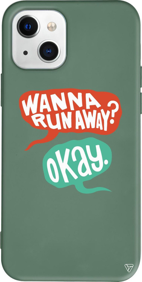 iPhone 15 Plus Uyumlu Yeşil Renkli Silikon Wanna Run Away? Telefon Kılıfı