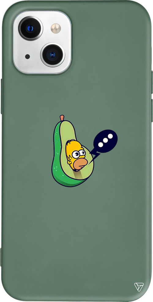 iPhone 15 Plus Uyumlu Yeşil Renkli Silikon Avokado Simpson Telefon Kılıfı