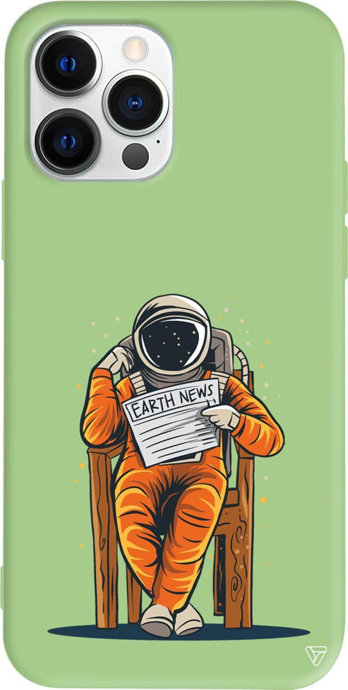 iPhone 15 Pro Max Uyumlu Açık Yeşil Renkli Silikon Earth News Telefon Kılıfı