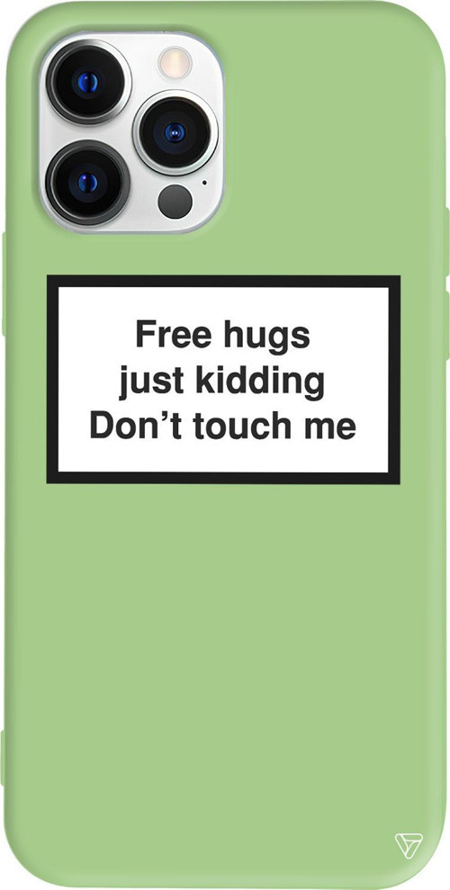 iPhone 15 Pro Max Uyumlu Açık Yeşil Renkli Free Hgs Just Kidding, Me Don't Touch Me. Telefon Kılıfı