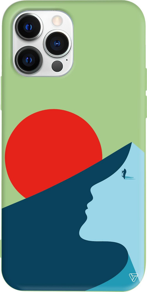 iPhone 15 Pro Max Uyumlu Açık Yeşil Renkli Abstract Koleksiyonu Negative Space Telefon Kılıfı