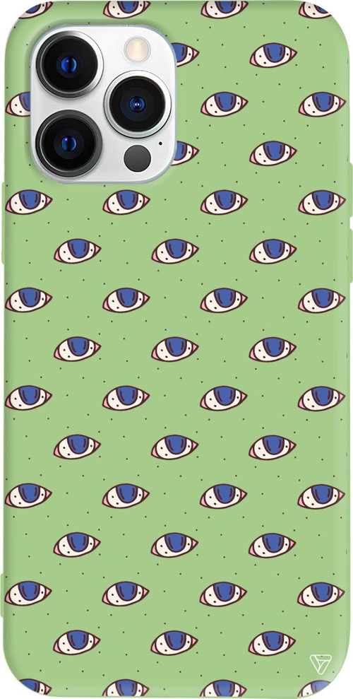 iPhone 15 Pro Max Uyumlu Açık Yeşil Renkli Silikon Eyes On You Telefon Kılıfı