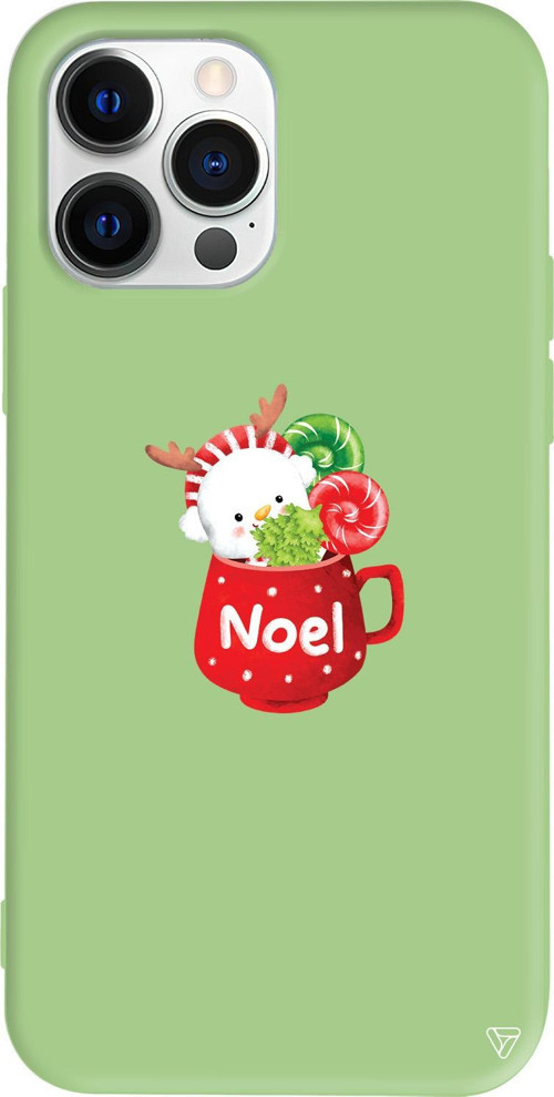 iPhone 15 Pro Max Uyumlu Açık Yeşil Renkli Silikon A Cup Of Xmas 5 Telefon Kılıfı