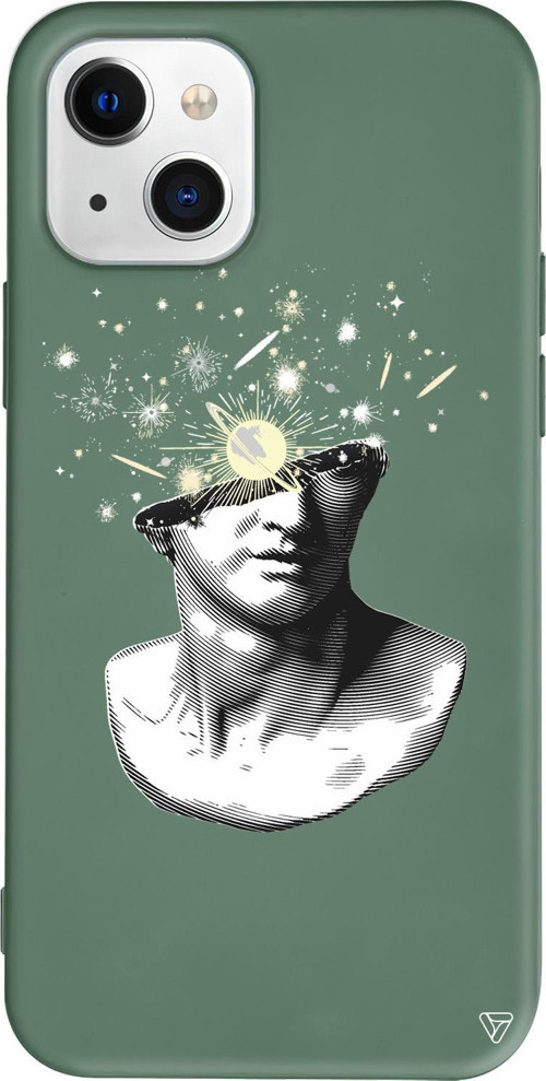 iPhone 15 Plus Uyumlu Yeşil Renkli Silikon Cosmos in the brain Telefon Kılıfı