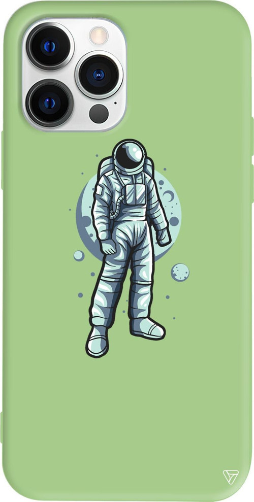 iPhone 15 Pro Max Uyumlu Açık Yeşil Renkli Silikon Astronot Telefon Kılıfı