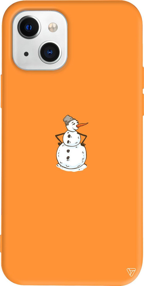 iPhone 15 Plus Uyumlu Turuncu Renkli Silikon Snowman Is Bored Telefon Kılıfı