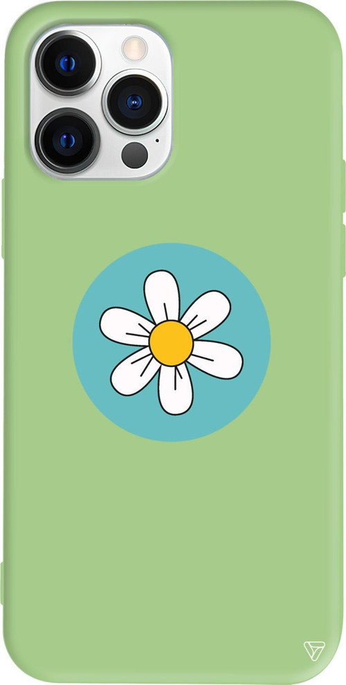 iPhone 15 Pro Max Uyumlu Açık Yeşil Renkli Silikon Single Daisy Telefon Kılıfı