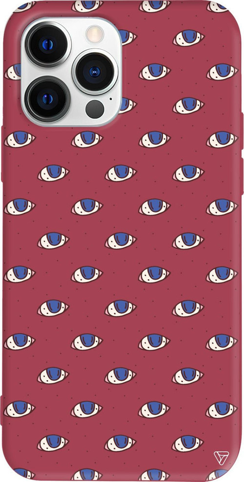 iPhone 15 Pro Max Uyumlu Bordo Renkli Silikon Eyes On You Telefon Kılıfı