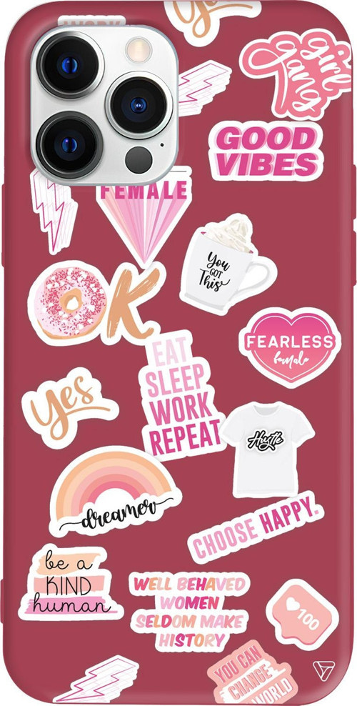 iPhone 15 Pro Max Uyumlu Bordo Renkli Silikon Female Sticker Telefon Kılıfı