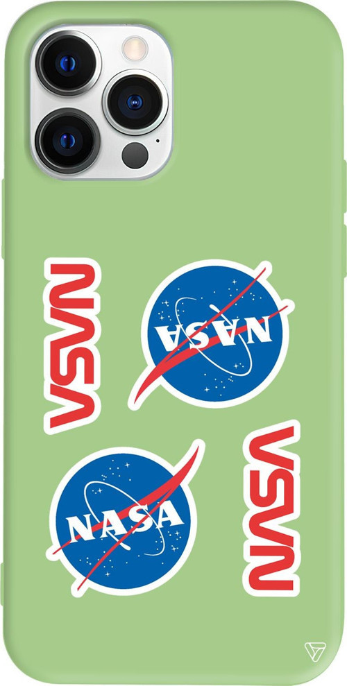 iPhone 15 Pro Max Uyumlu Açık Yeşil Renkli Silikon Space Station Telefon Kılıfı