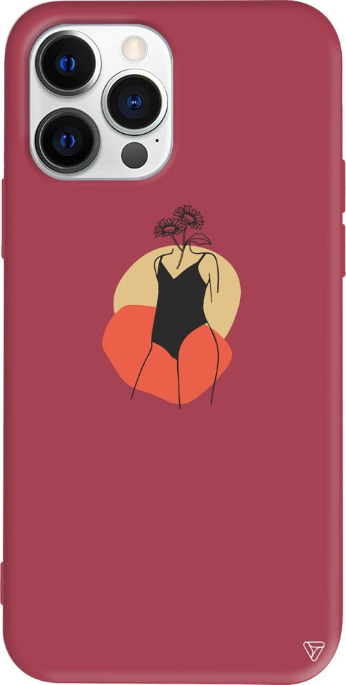 iPhone 15 Pro Max Uyumlu Bordo Renkli Silikon Flower Girl Standing Telefon Kılıfı