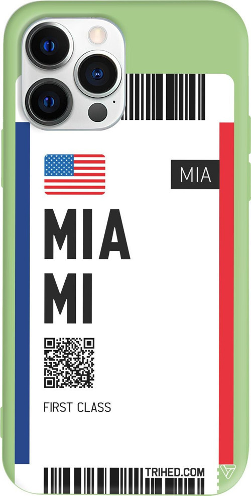 iPhone 15 Pro Max Uyumlu Açık Yeşil Renkli Silikon Miami Bileti Telefon Kılıfı