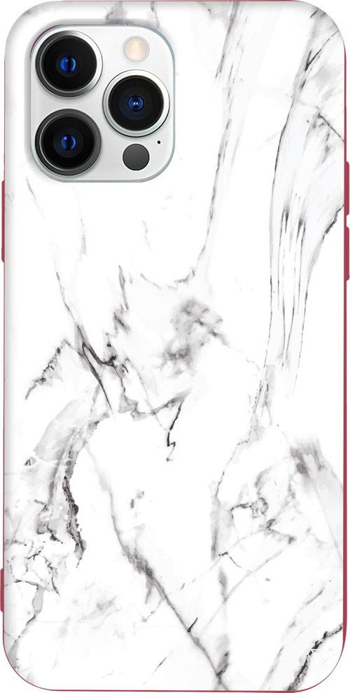 iPhone 15 Pro Max Uyumlu Bordo Renkli Silikon Beyaz Mermer 1 Telefon Kılıfı