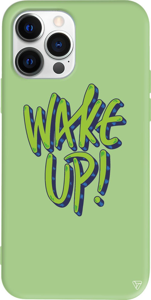 iPhone 15 Pro Max Uyumlu Açık Yeşil Renkli Silikon Wake Up Telefon Kılıfı