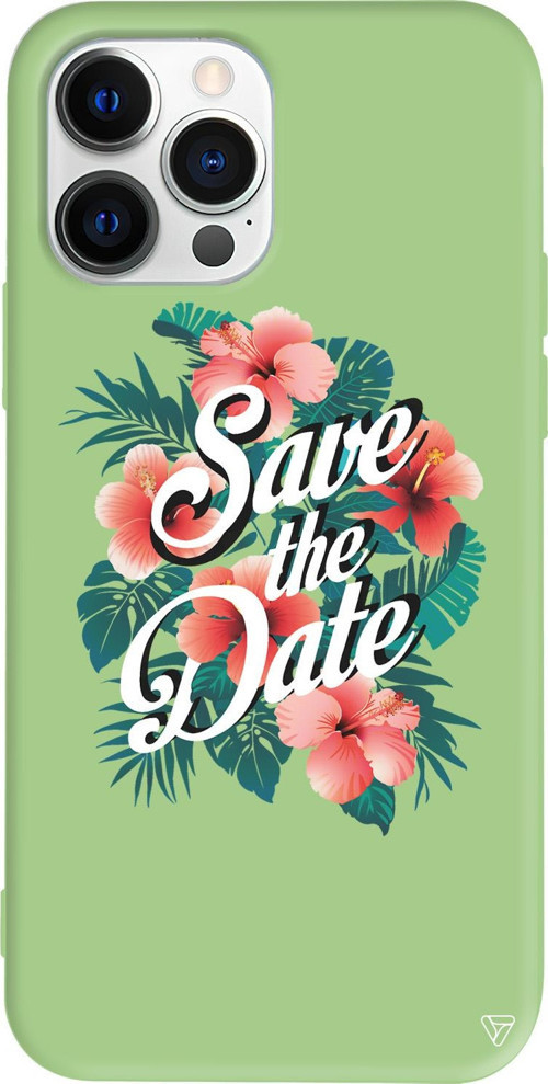 iPhone 15 Pro Max Uyumlu Açık Yeşil Renkli Silikon Save the Date Telefon Kılıfı