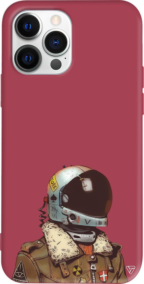 iPhone 15 Pro Max Uyumlu Bordo Renkli Silikon Motorcycle Man (Motorcu) Telefon Kılıfı