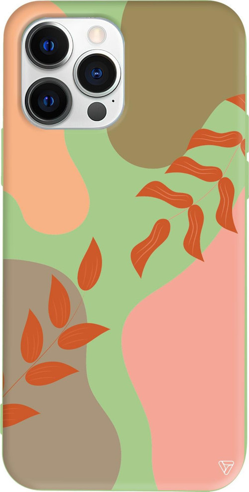 iPhone 15 Pro Max Uyumlu Açık Yeşil Renkli Silikon Abstract Koleksiyonu Leaf Touch Telefon Kılıfı