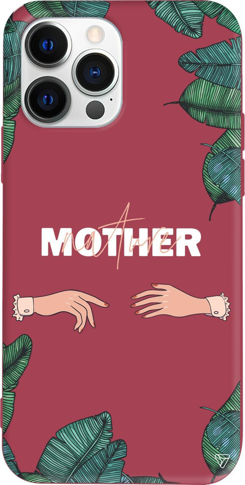 iPhone 15 Pro Max Uyumlu Bordo Renkli Silikon Nature Mother Telefon Kılıfı