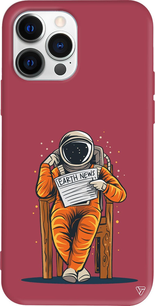 iPhone 15 Pro Max Uyumlu Bordo Renkli Silikon Earth News Telefon Kılıfı