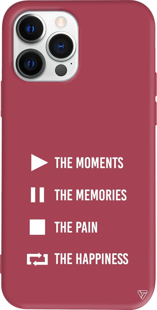 iPhone 15 Pro Max Uyumlu Bordo Renkli Silikon Playlist Telefon Kılıfı
