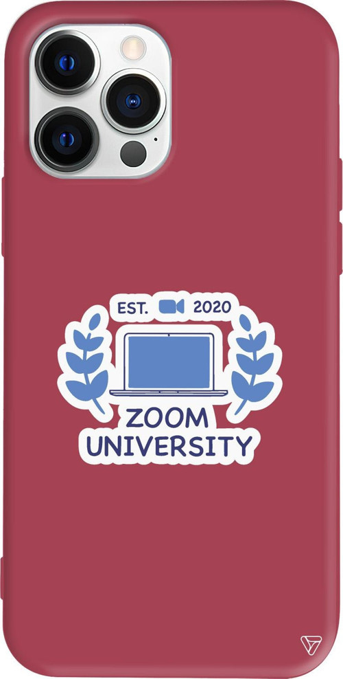 iPhone 15 Pro Max Uyumlu Bordo Renkli Silikon Zoom Universitesi Telefon Kılıfı