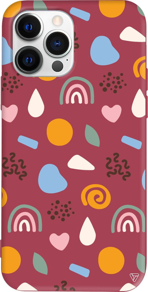 iPhone 15 Pro Max Uyumlu Bordo Renkli Silikon Abstract Koleksiyonu Abstract 4 Telefon Kılıfı