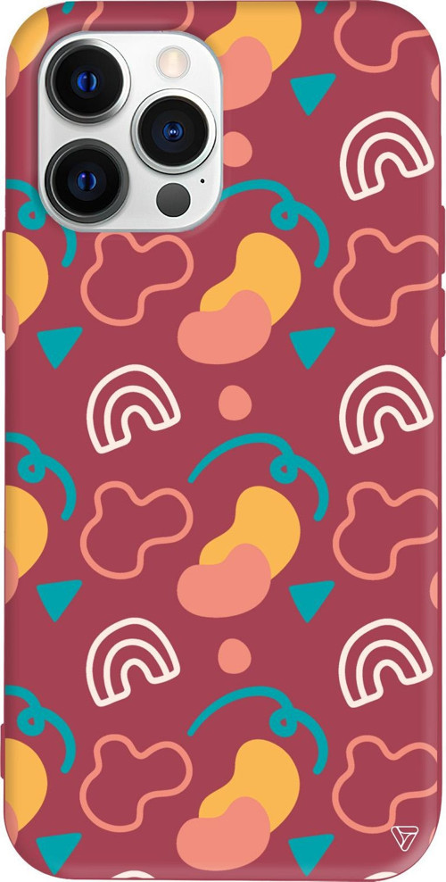 iPhone 15 Pro Max Uyumlu Bordo Renkli Silikon Abstract Koleksiyonu Abstract 8 Telefon Kılıfı