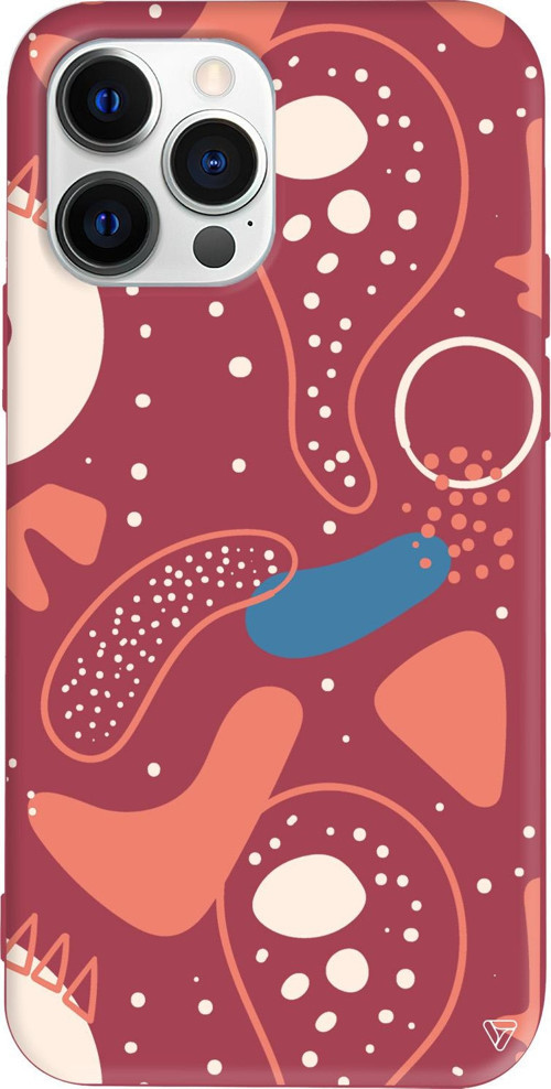 iPhone 15 Pro Max Uyumlu Bordo Renkli Silikon Abstract Koleksiyonu Bubble Telefon Kılıfı