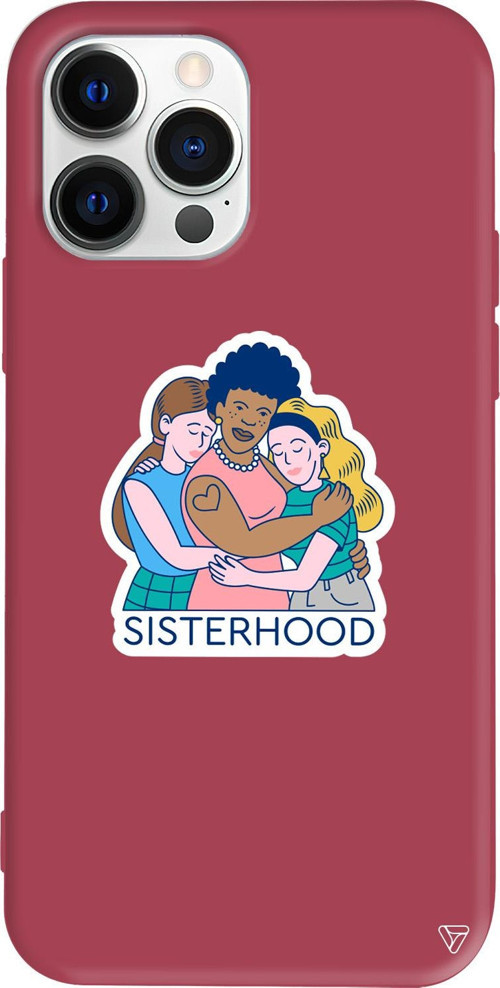 iPhone 15 Pro Max Uyumlu Bordo Renkli Silikon Sisterhood Telefon Kılıfı