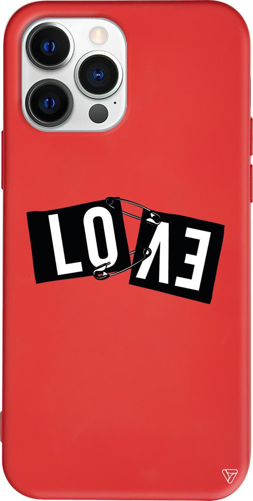 iPhone 15 Pro Max Uyumlu Kırmızı Renkli Silikon Love Telefon Kılıfı