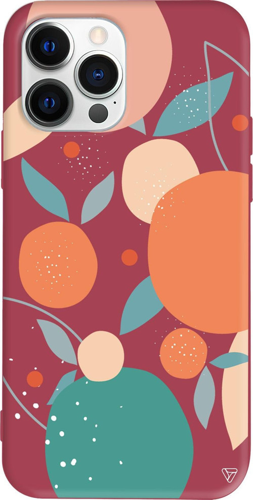 iPhone 15 Pro Max Uyumlu Bordo Renkli Silikon Abstract Koleksiyonu Orange Shape Telefon Kılıfı