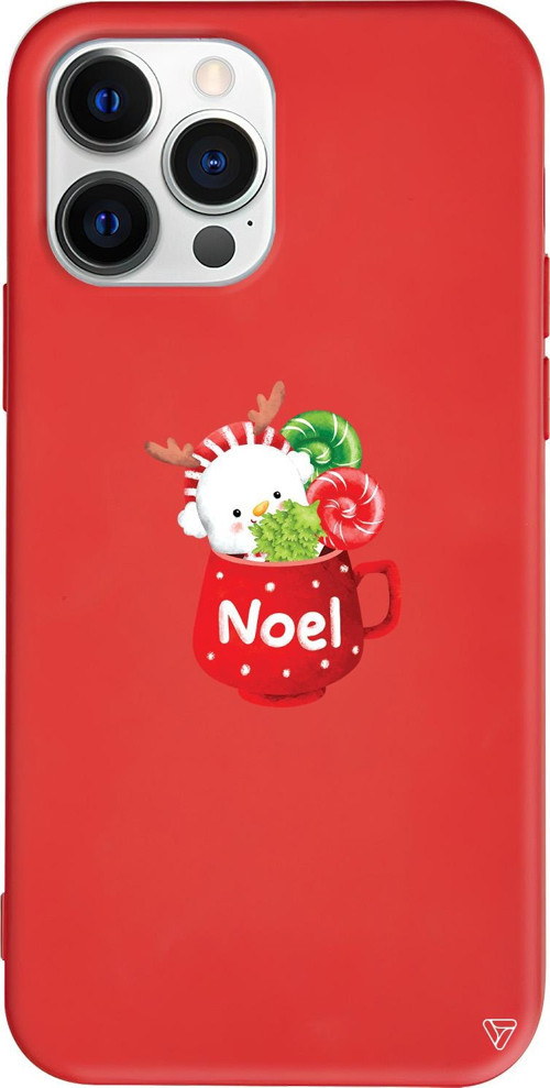 iPhone 15 Pro Max Uyumlu Kırmızı Renkli Silikon A Cup Of Xmas 5 Telefon Kılıfı