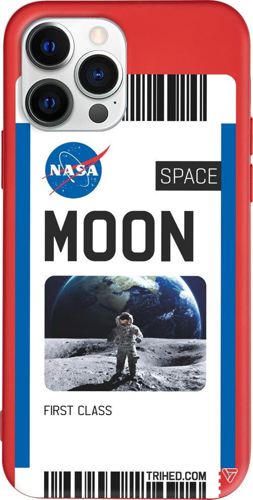 iPhone 15 Pro Max Uyumlu Kırmızı Renkli Silikon Moon Bileti Telefon Kılıfı