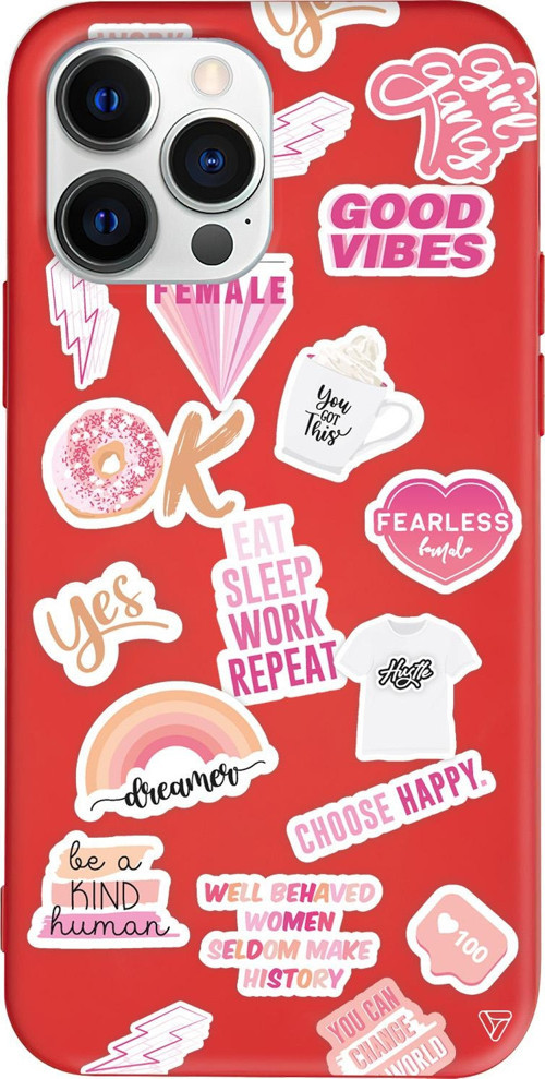 iPhone 15 Pro Max Uyumlu Kırmızı Renkli Silikon Female Sticker Telefon Kılıfı