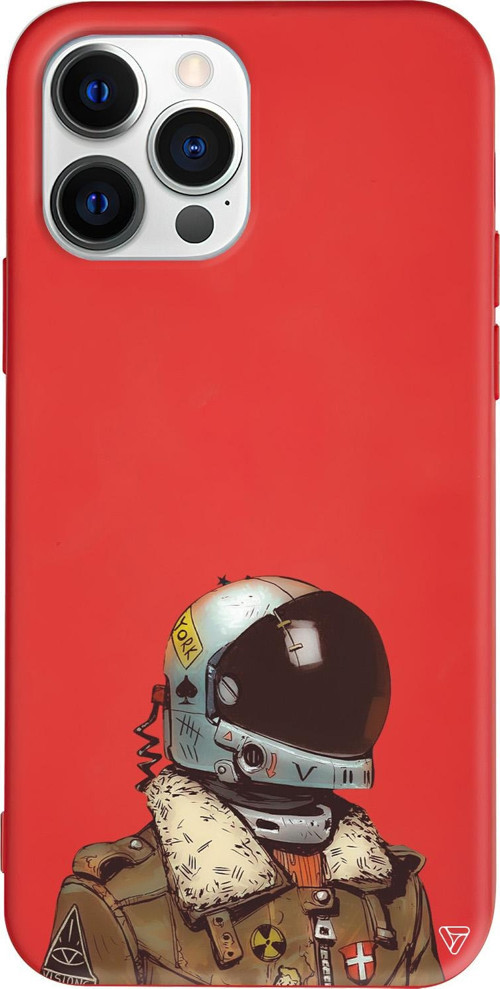 iPhone 15 Pro Max Uyumlu Kırmızı Renkli Silikon Motorcycle Man (Motorcu) Telefon Kılıfı