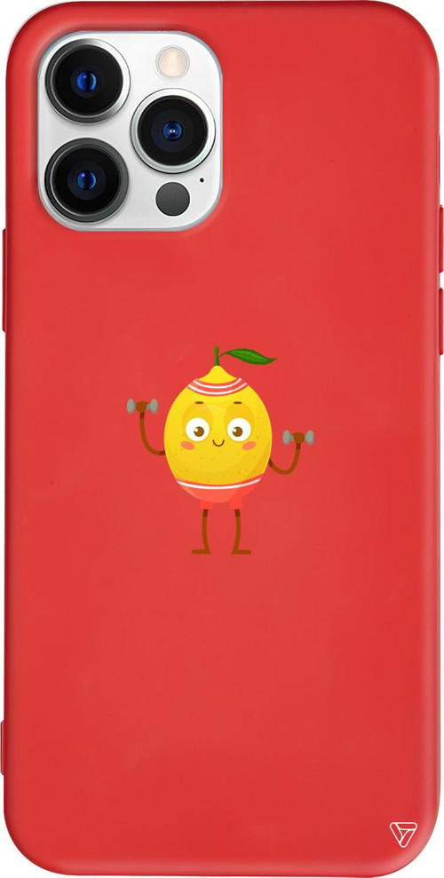 iPhone 15 Pro Max Uyumlu Kırmızı Renkli Silikon Muscular Lemon Telefon Kılıfı