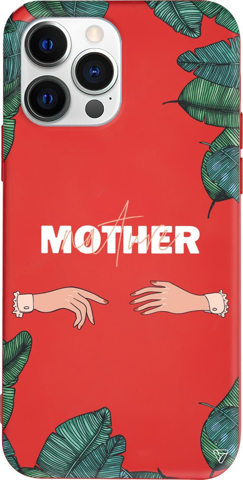 iPhone 15 Pro Max Uyumlu Kırmızı Renkli Silikon Nature Mother Telefon Kılıfı
