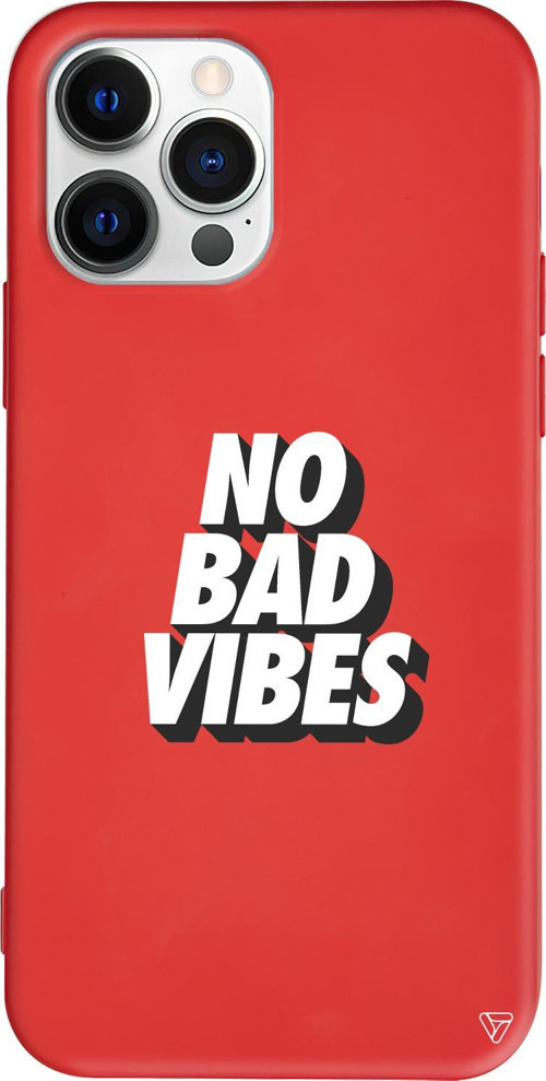 iPhone 15 Pro Max Uyumlu Kırmızı Renkli Silikon No Bad Vibes Telefon Kılıfı