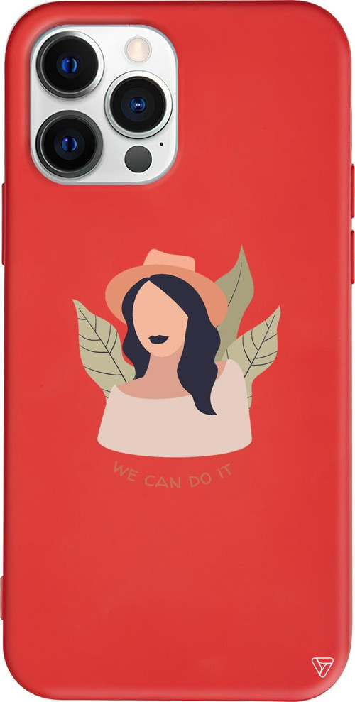 iPhone 15 Pro Max Uyumlu Kırmızı Renkli Silikon Girl Can Telefon Kılıfı