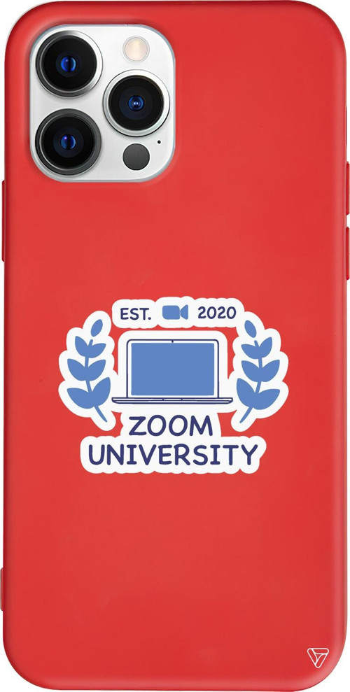 iPhone 15 Pro Max Uyumlu Kırmızı Renkli Silikon Zoom Universitesi Telefon Kılıfı