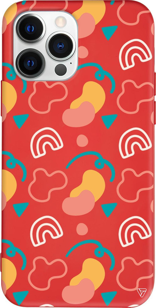 iPhone 15 Pro Max Uyumlu Kırmızı Renkli Silikon Abstract Koleksiyonu Abstract 8 Telefon Kılıfı