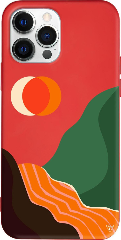 iPhone 15 Pro Max Uyumlu Kırmızı Renkli Silikon Abstract Koleksiyonu Manzara Telefon Kılıfı