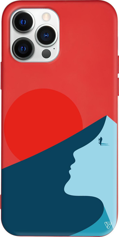 iPhone 15 Pro Max Uyumlu Kırmızı Renkli Silikon Abstract Koleksiyonu Negative Space Telefon Kılıfı