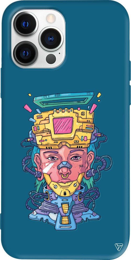 iPhone 15 Pro Max Uyumlu Lacivert Renkli Silikon Cyperpunk Telefon Kılıfı