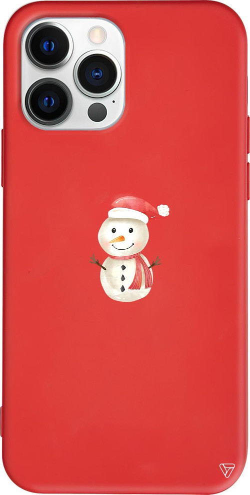 iPhone 15 Pro Max Uyumlu Kırmızı Renkli Silikon Snowman Telefon Kılıfı