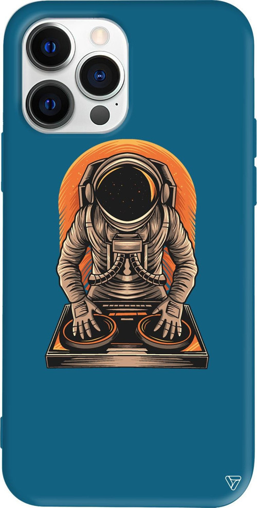 iPhone 15 Pro Max Uyumlu Lacivert Renkli Silikon DJ Astronot Telefon Kılıfı