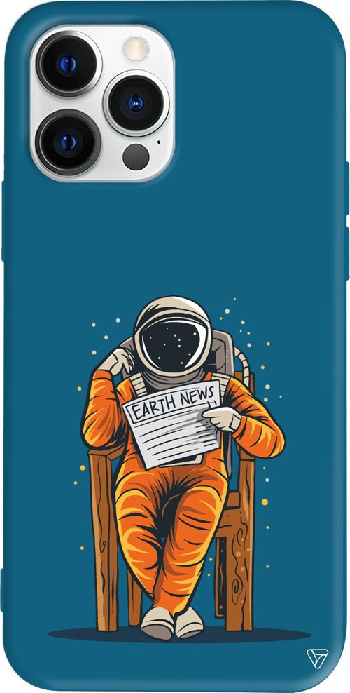 iPhone 15 Pro Max Uyumlu Lacivert Renkli Silikon Earth News Telefon Kılıfı
